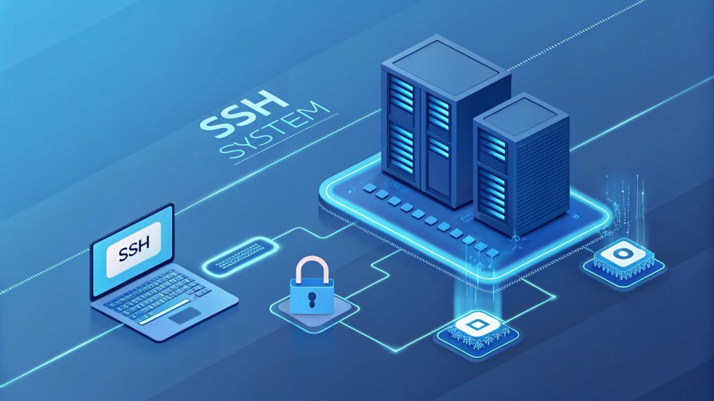 3d Render In Blue Tones The Ssh System
