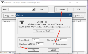 WinMTR в Windows
