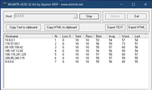 WinMTR в Windows