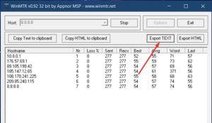 WinMTR в Windows