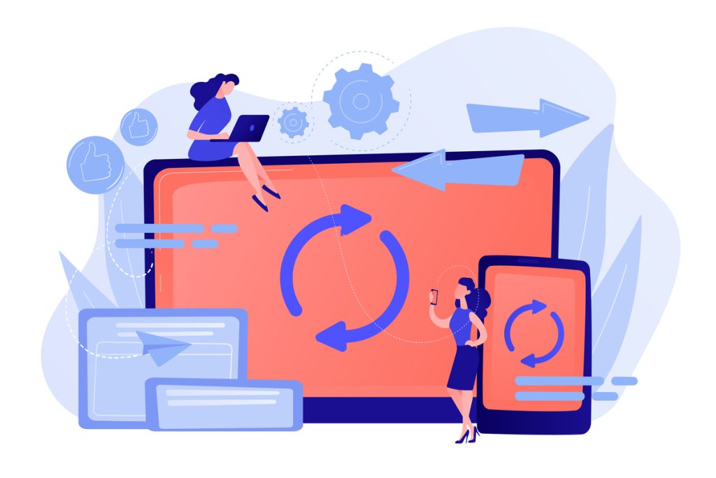 Cross Device Syncing Concept Vector Illustration.