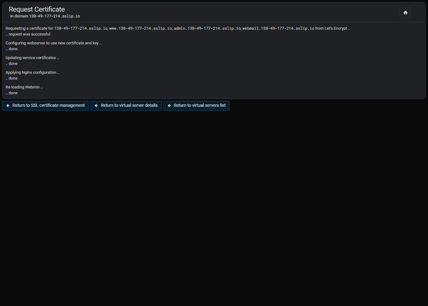 Результат запроса сертификата: request was successful